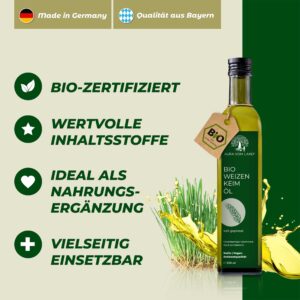Bio Weizenkeimöl nativ regional – wertvolle Quelle für Vitamin E und essentielle Fettsäuren – Bild 2