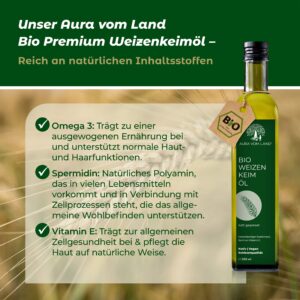 Bio Weizenkeimöl nativ regional – wertvolle Quelle für Vitamin E und essentielle Fettsäuren – Bild 3