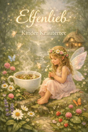 Mädchen mit Tee und Feenflügeln