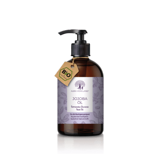 Bio Jojoba Körperöl 200 ml von Aura vom Land in Braunglasflasche mit Pumpspender
