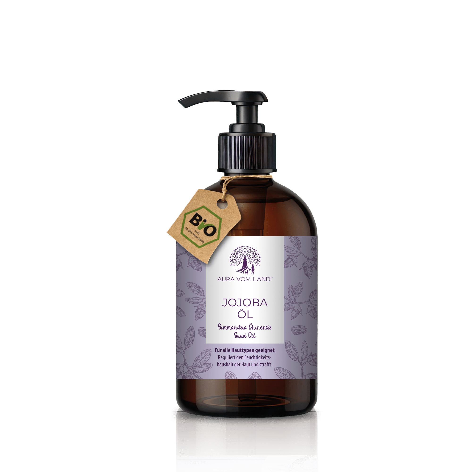 Bio Jojoba Körperöl 200 ml von Aura vom Land in Braunglasflasche mit Pumpspender