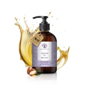 „Aura vom Land Bio Arganöl Körperpflegeöl in 200 ml Braunglas-Pumpflasche – naturreines, kaltgepresstes Öl aus marokkanischen Argannüssen.“