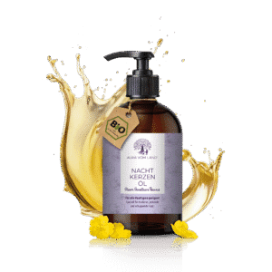 „Bio Nachtkerzenöl 200 ml – Naturreines Kosmetiköl in Braunglas-Pumpflasche von Aura vom Land – Pflegeöl für empfindliche Haut“