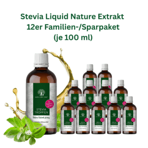 Stevia Flüssig 12er Familien Sparpaket 12 x 100 ml Flaschen