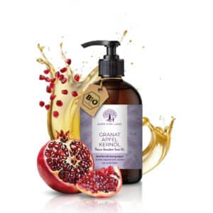 Granatapfelkernöl bio in einer 200 ml Glasflasche mit Pumpverschluss