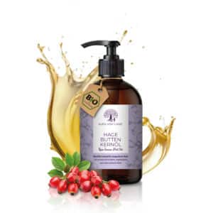 Hagebuttenkernöl, Wildrosenöl in einer 200 ml Braunglasflasche