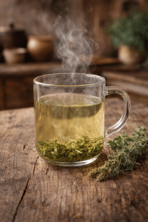 Teetasse mit Wermutkraut