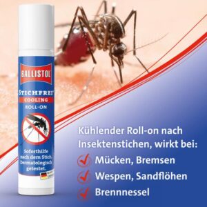 BALLISTOL Stichfrei Cooling Roll-on mit kühlender Formel zur Pflege juckender Haut nach Mückenstichen und Wespenstichen