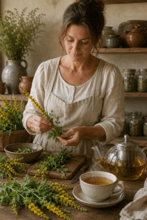Geschnittenes Bio Odermennigkraut Agrimonia eupatoria für Hildegard Kräutertee