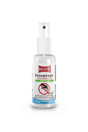 Ballistol Mückenspray Sensitiv in der praktischen 100 ml Pumpflasche.